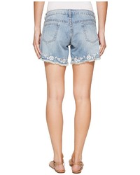 Stetson Denim Shorts With Floral Embroidery On Hem Shorts