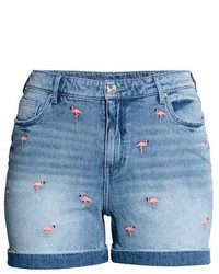 H&M Embroidered Denim Shorts