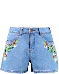Boohoo Margret Embroidered Denim Shorts