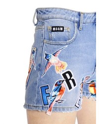 MSGM Embroidered Patches On Denim Shorts