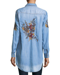 Tolani Tina Denim Embroidered Back Tunic Plus Size