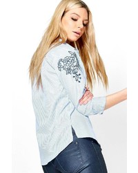 Boohoo Kaitlyn Embroidered Striped Shirt