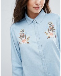 Soaked In Luxury Soaked In Luxury Embroidered Denim Shirt