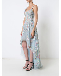Marchesa Notte Floral Embroidered High Low Dress