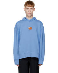CALVINLUO Blue Embroidered Hoodie