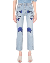 Bliss And Mischief Conjure Embroidered Straight High Rise Jeans