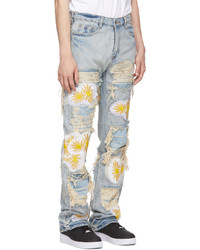 Who Decides War by MRDR BRVDO Blue Denim Distressed Daisy Jeans