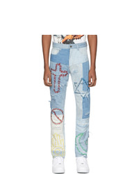 Who Decides War by MRDR BRVDO Blue Unified Embroidered Jeans