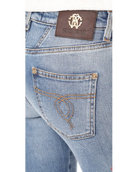 Roberto Cavalli Cropped Embroidered Jeans