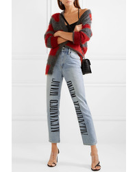 Alexander Wang Cult Embroidered High Rise Straight Leg Jeans