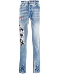 Philipp Plein Denim Embroidered Dog Jeans