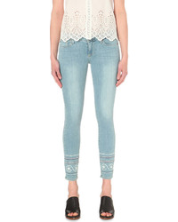 Paige Denim Verdugo Ankle Embroidered Ultra Skinny Mid Rise Jeans