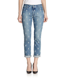 Stella McCartney Embroidered Cropped Boyfriend Jeans