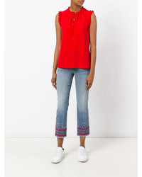 Tory Burch Embroidered Cropped Jeans