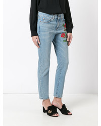 Gucci Embroidered Flower Jeans