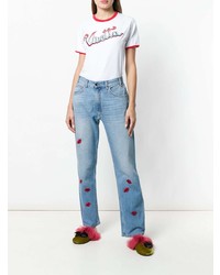 Vivetta Embroidered Lip Patch Mom Jeans