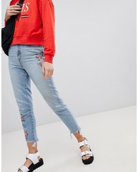 New Look Embroidered Mom Jeans
