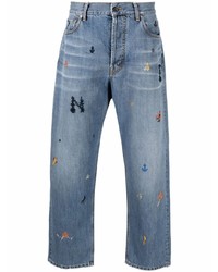 Nick Fouquet Embroidered Motif Straight Leg Jeans