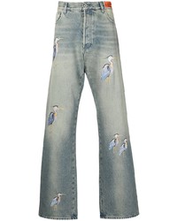 Heron Preston Embroidered Wide Leg Jeans