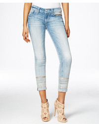 Miss Me Femmy Embroidered Cropped Light Blue Wash Jeans