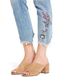 Tularosa Hailey Embroidered Straight Leg Crop Jeans