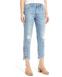 Tularosa Hailey Embroidered Straight Leg Crop Jeans