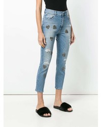 History Repeats Heart Appliqu Cropped Jeans