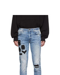 Amiri Indigo Painted Military Patch Jeans