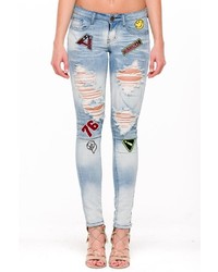 Machine Jeans Distressed Patched Jeans