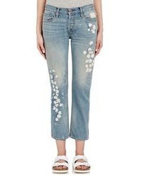 Nsf X Bliss And Mischief Embroidered Straight Slouch Jeans