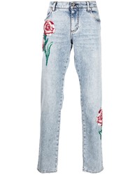 Dolce & Gabbana Rose Appliqu Straight Leg Jeans