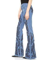 Alice + Olivia Ryley Embroidered Bell Jeans