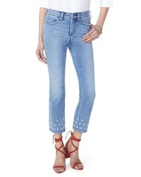 NYDJ Sheri Embroidered Stretch Slim Ankle Jeans