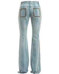Gucci Studded Embroidered Flair Denim Jeans