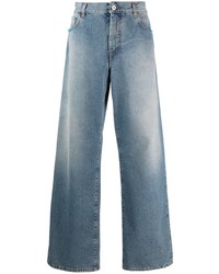 Marcelo Burlon County of Milan Wide Leg Washed Denim Jeans