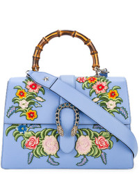 Gucci Blue Embroidered Dionysus Leather Shoulder Bag