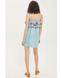 Topshop Moto Tiered Embroidered Dress