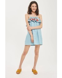 Topshop Moto Tiered Embroidered Dress