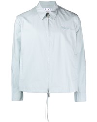 Off-White Embroidered Logo Zip Up Shirt
