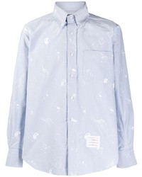 Thom Browne Embroidered Multi Icon Buttoned Shirt