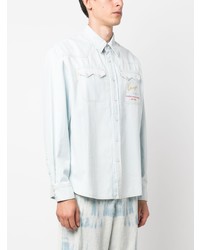 Kenzo Logo Embroidered Contrast Stitching Shirt
