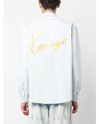 Kenzo Logo Embroidered Contrast Stitching Shirt