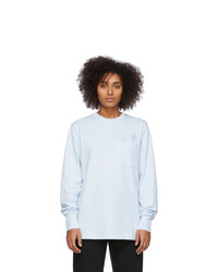 Light Blue Embroidered Long Sleeve T-shirt
