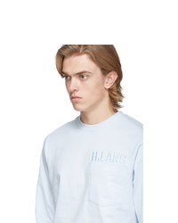 Helmut Lang Blue Raised Embroidery Long Sleeve T Shirt