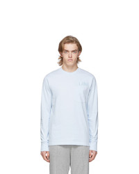 Helmut Lang Blue Raised Embroidery Long Sleeve T Shirt