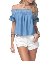 Rip Curl Bianca Embroidered Off The Shoulder Top