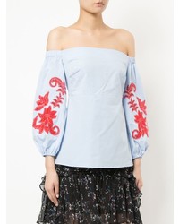Tanya Taylor Embroidered Off The Shoulder Blouse