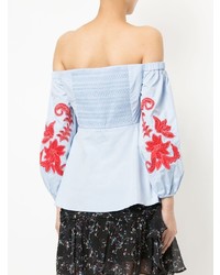 Tanya Taylor Embroidered Off The Shoulder Blouse