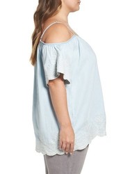 Lumie Plus Size Embroidered Off The Shoulder Top