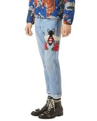 Gucci Embroidered Denim Punk Pants